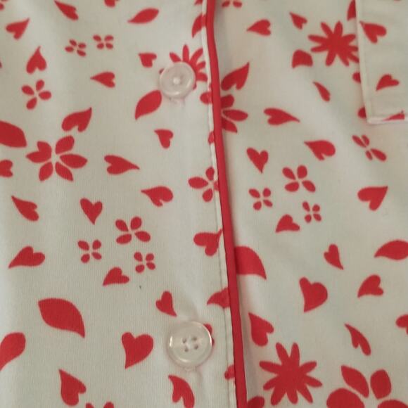 Kate Spade Modal Pajama Top Wmn's Sz M 3/4 Sleeve button Up Pink red Heart s - Picture 9 of 11